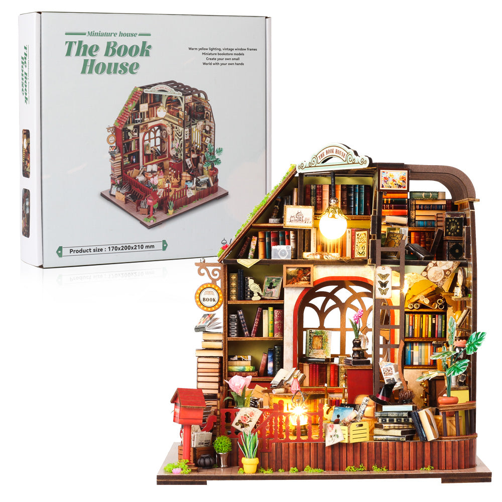 Drewniana miniaturowa biblioteka – 139 elementów