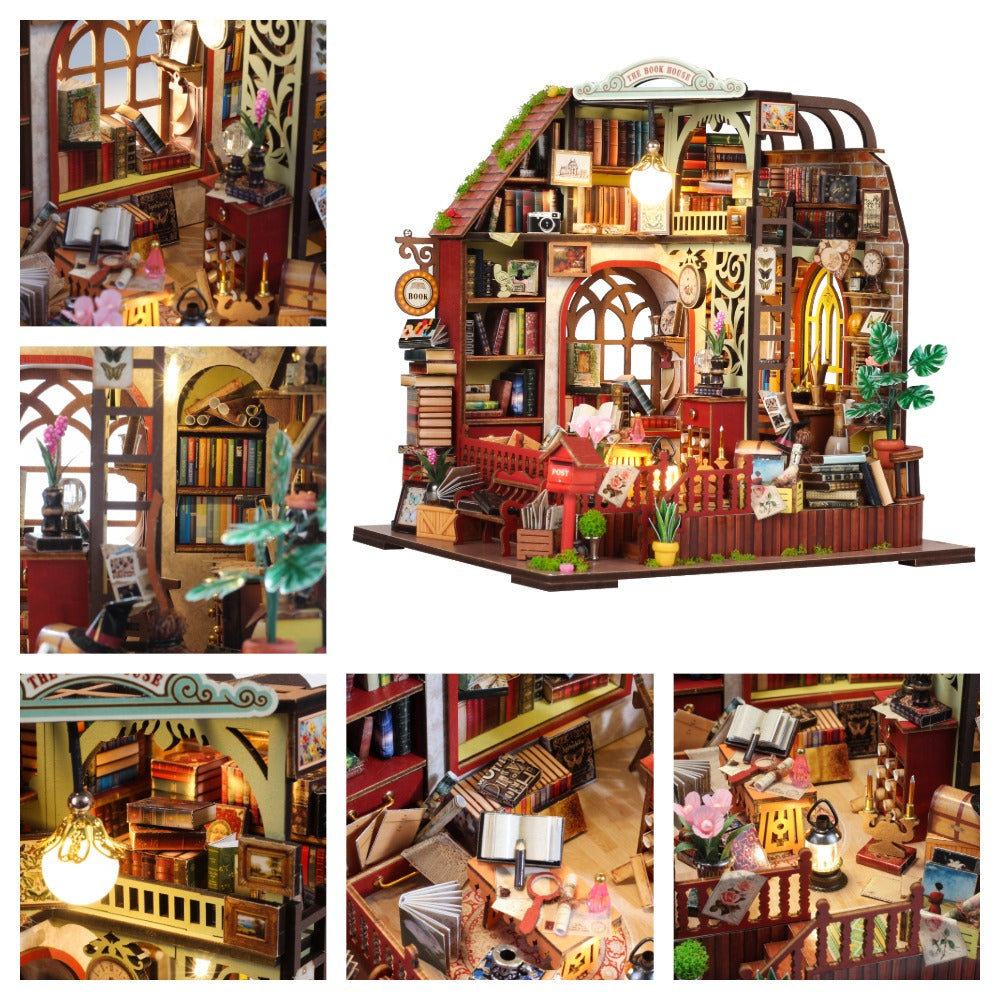 Drewniana miniaturowa biblioteka – 139 elementów