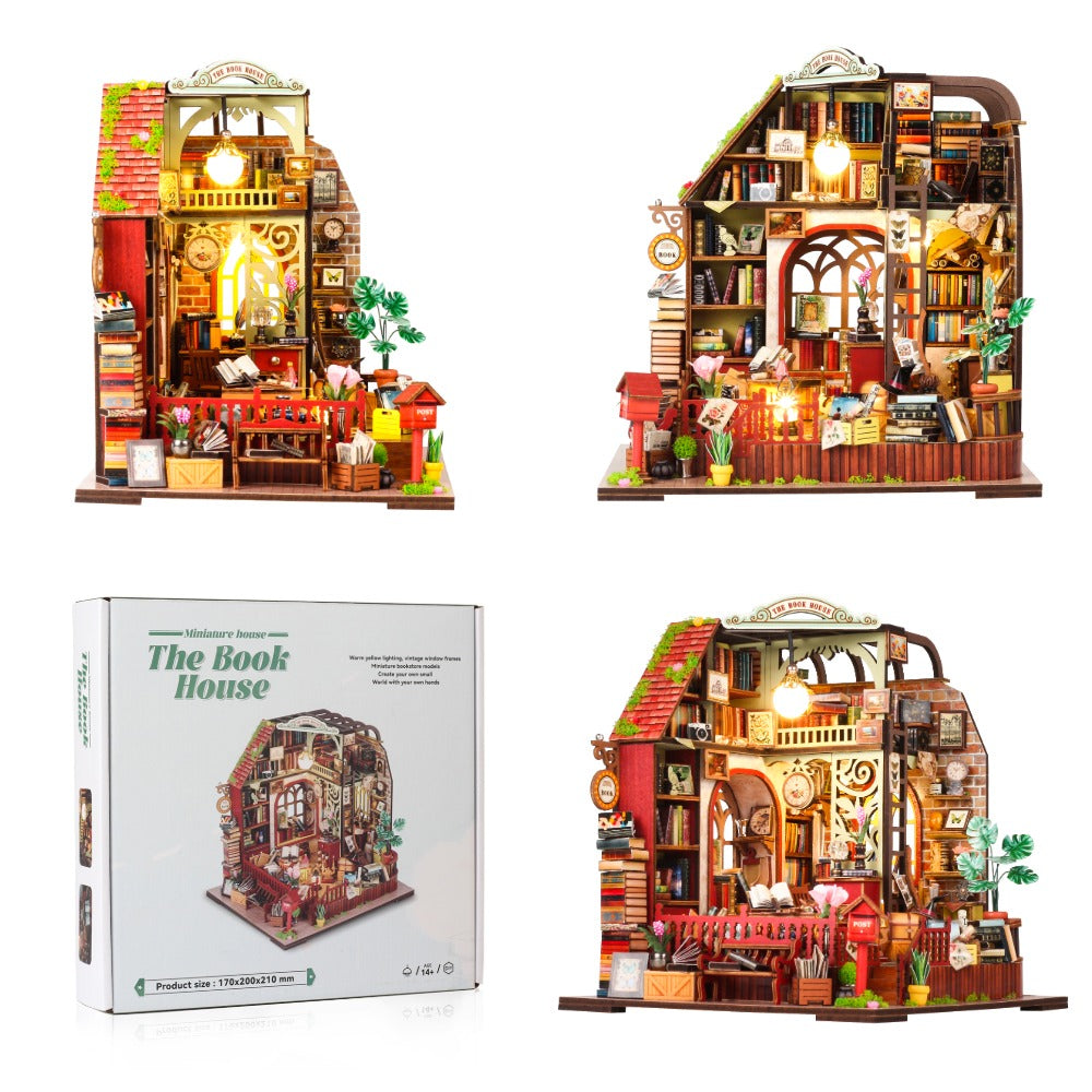 Drewniana miniaturowa biblioteka – 139 elementów