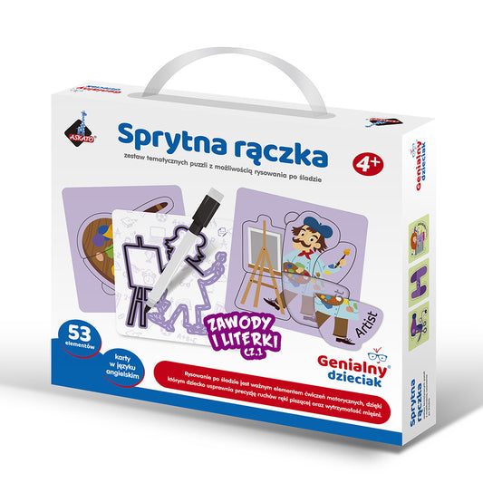 Sprytna rączka - zestaw puzzli z rysowaniem po śladzie