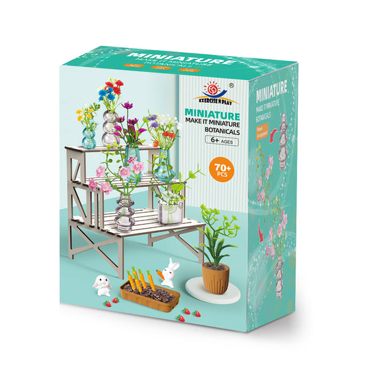 Miniaturowa szklarnia z kwiatami DIY - 70 elementów