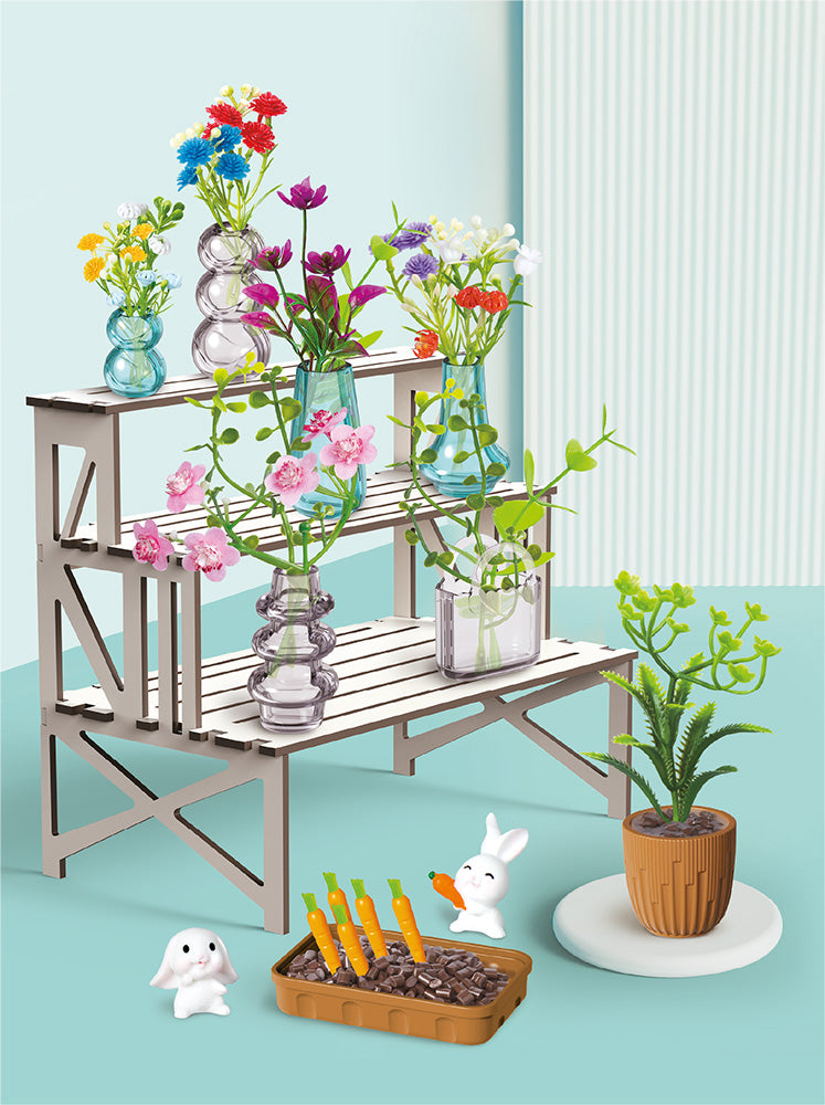 Miniaturowa szklarnia z kwiatami DIY - 70 elementów