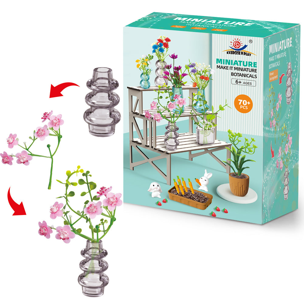 Miniaturowa szklarnia z kwiatami DIY - 70 elementów