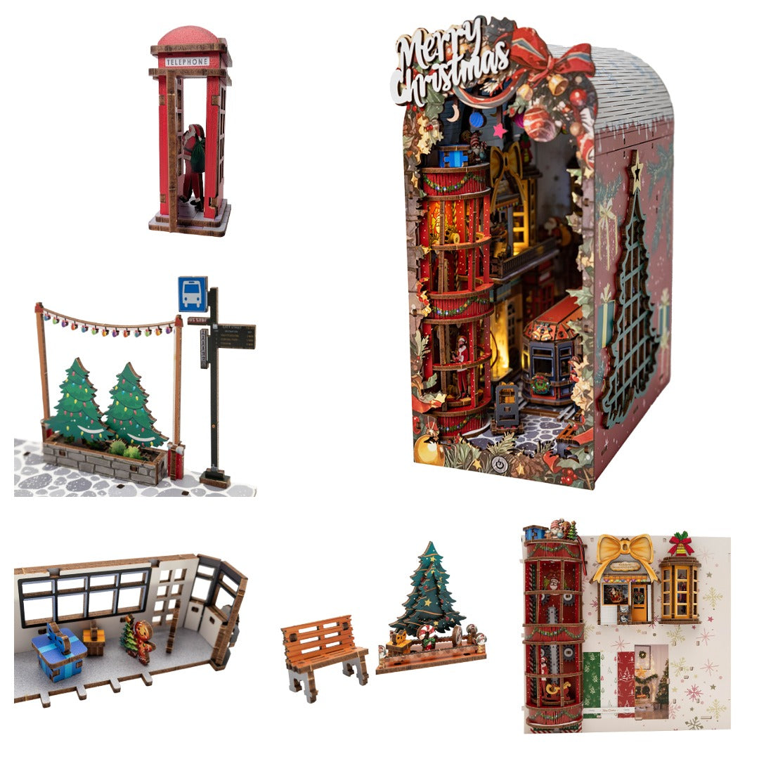 Książkowy Zakątek - Book Nook ze światełkiem – Świąteczna uliczka