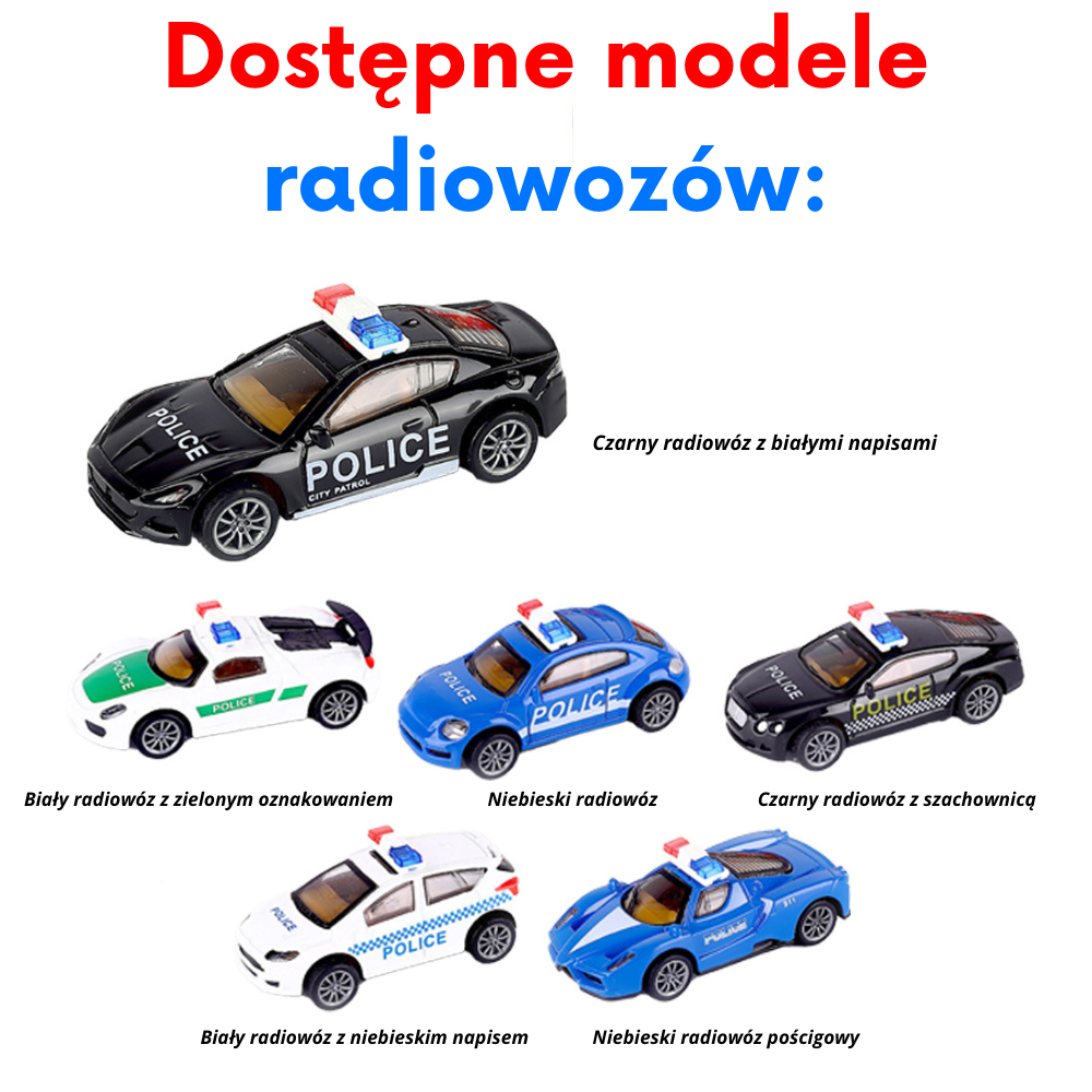 Metalowy radiowóz policyjny - z napędem pull-back