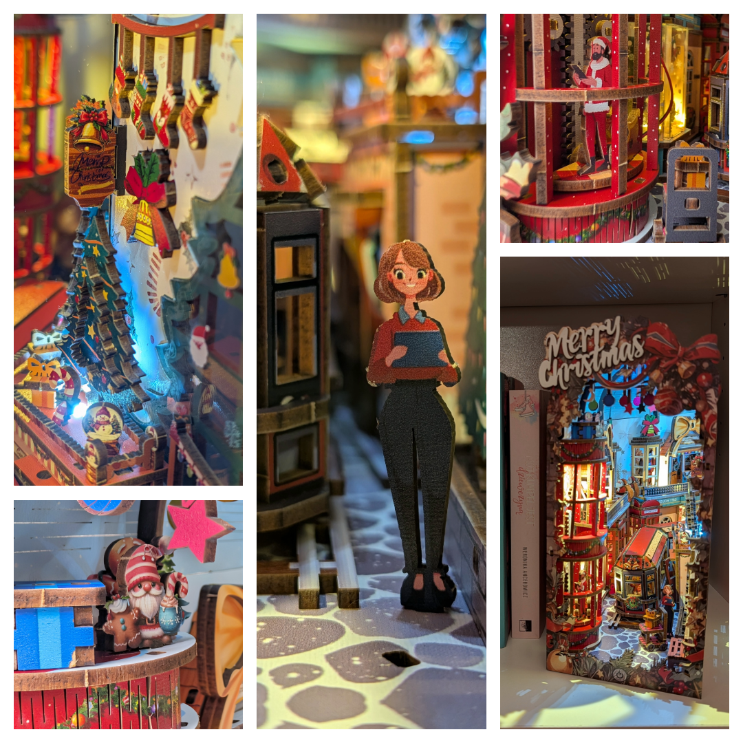 Książkowy Zakątek - Book Nook ze światełkiem – Świąteczna uliczka