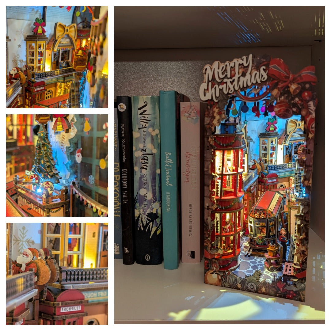 Książkowy Zakątek - Book Nook ze światełkiem – Świąteczna uliczka